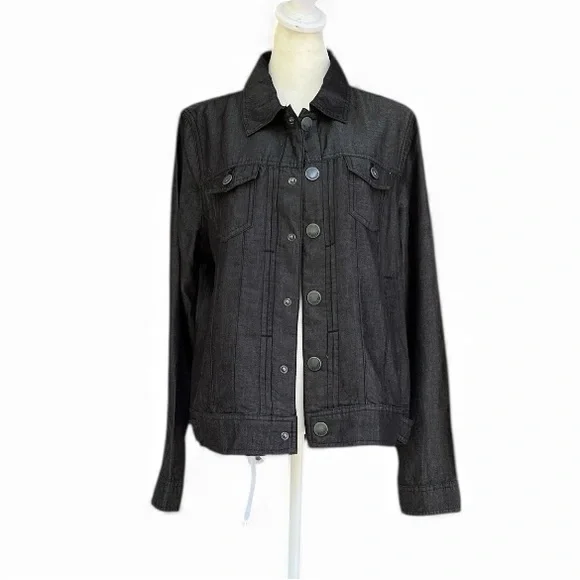 Tahari Lyocell Pintuck Jacket in Green/Black/Blue-Gray Size Medium NEW - Picture 6 of 14